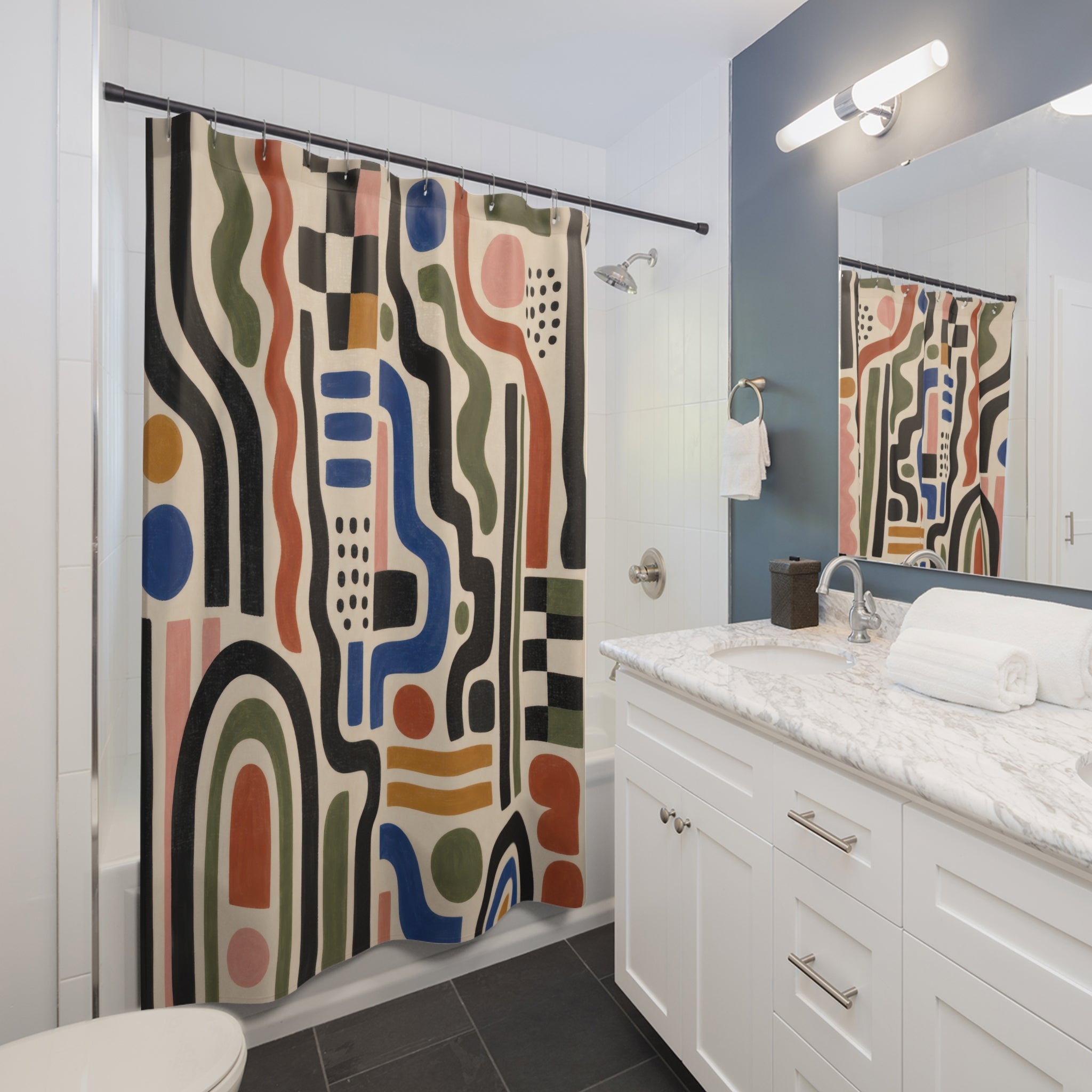 Colorful Memphis Abstract Shower Curtain