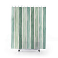 Aqua Mint Green Brush Stripe Shower Curtain