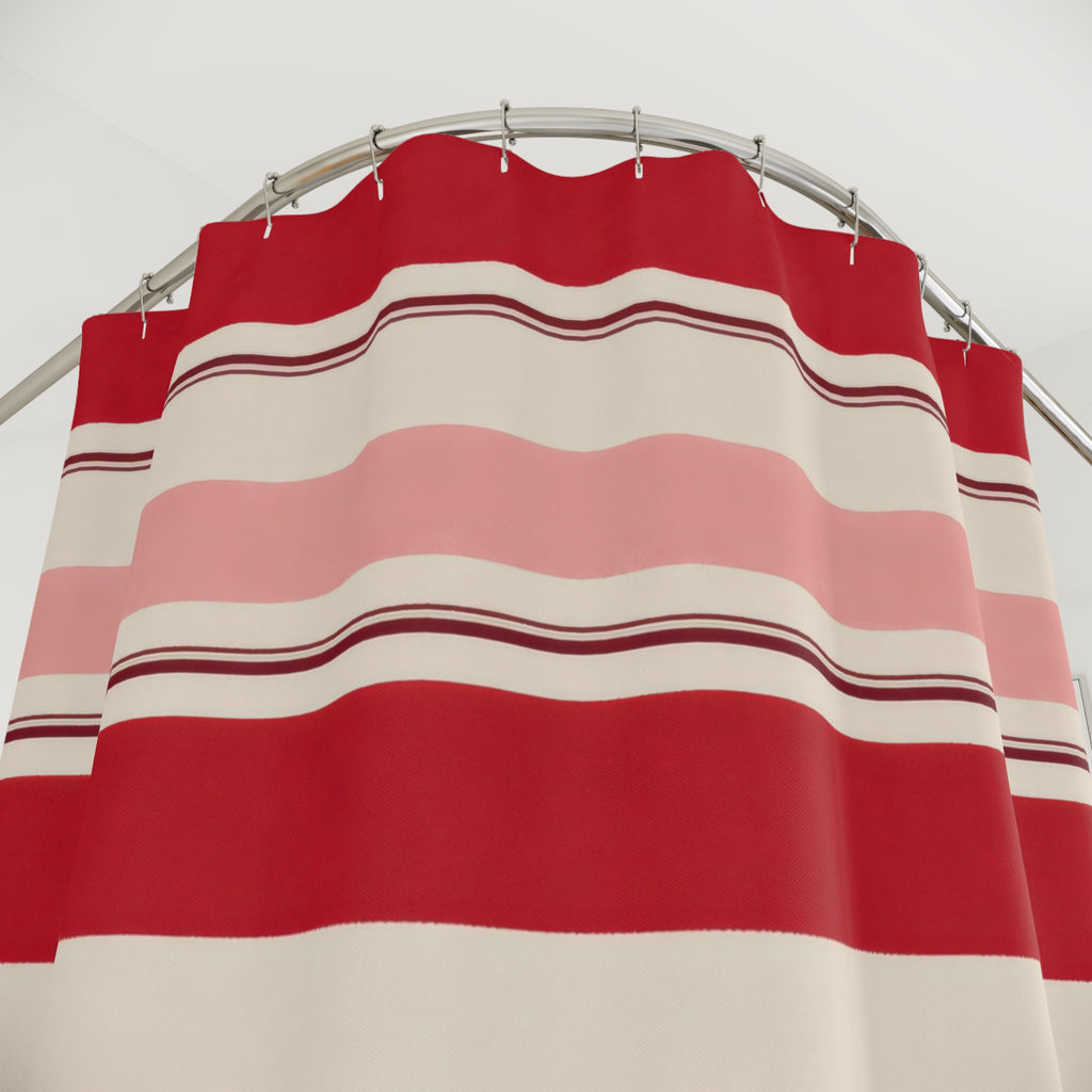 Cranberry Horizontal Stripe Shower Curtain, Cranberry Blush Classic Bathroom Decor, Modern Stripe Bath Curtain, Guest Bath Decor, Home Decor