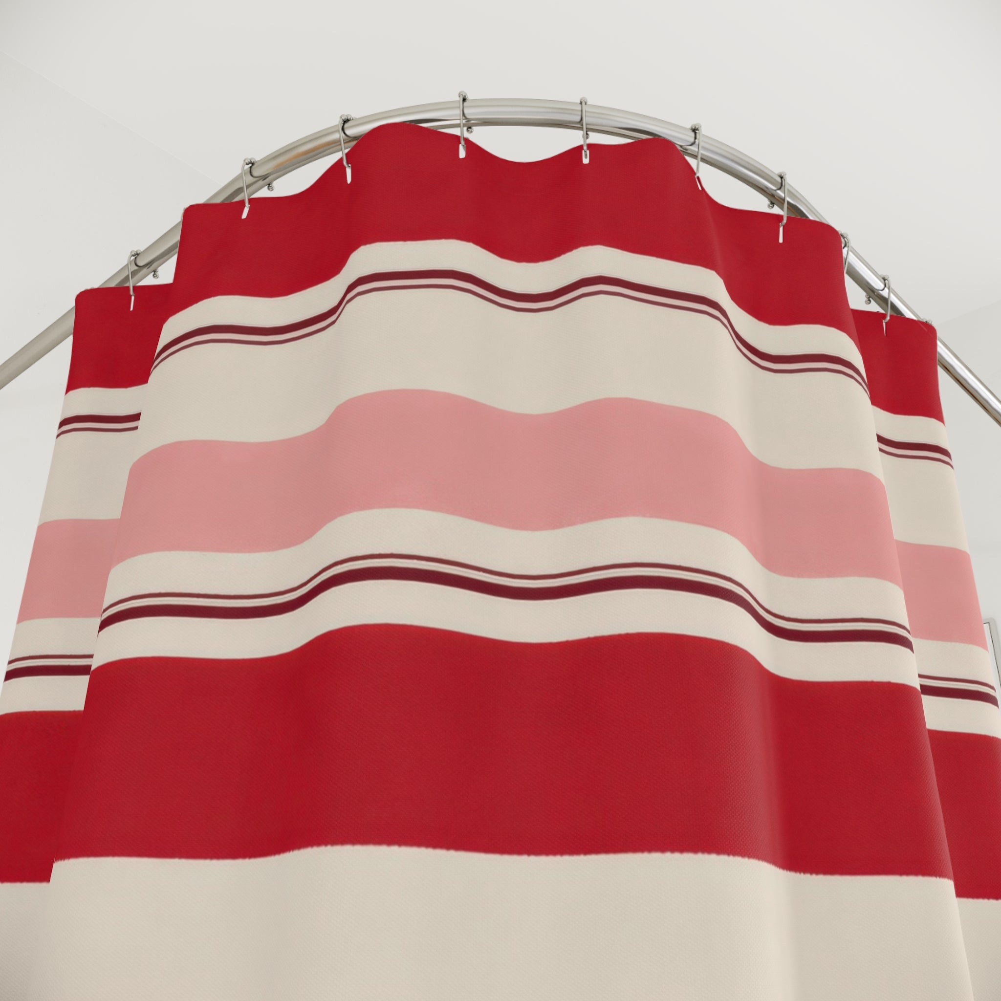 Cranberry Horizontal Stripe Shower Curtain, Cranberry Blush Classic Bathroom Decor, Modern Stripe Bath Curtain, Guest Bath Decor, Home Decor