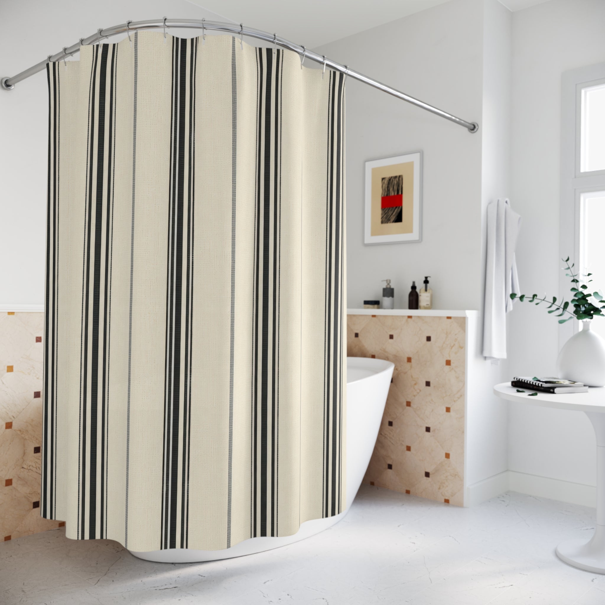 Architectural Black Stripe Shower Curtain