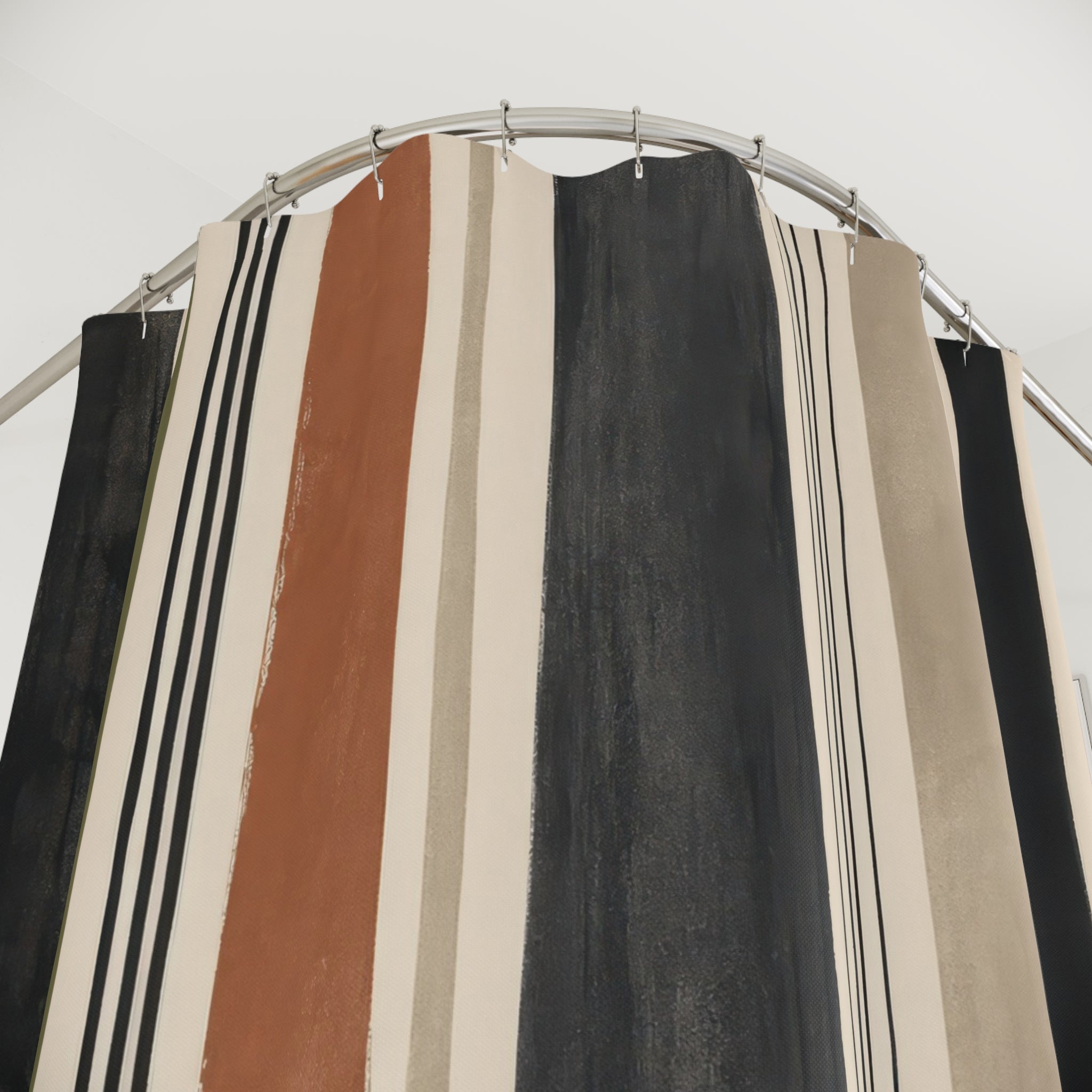 Black Rust Vertical Stripe Shower Curtain