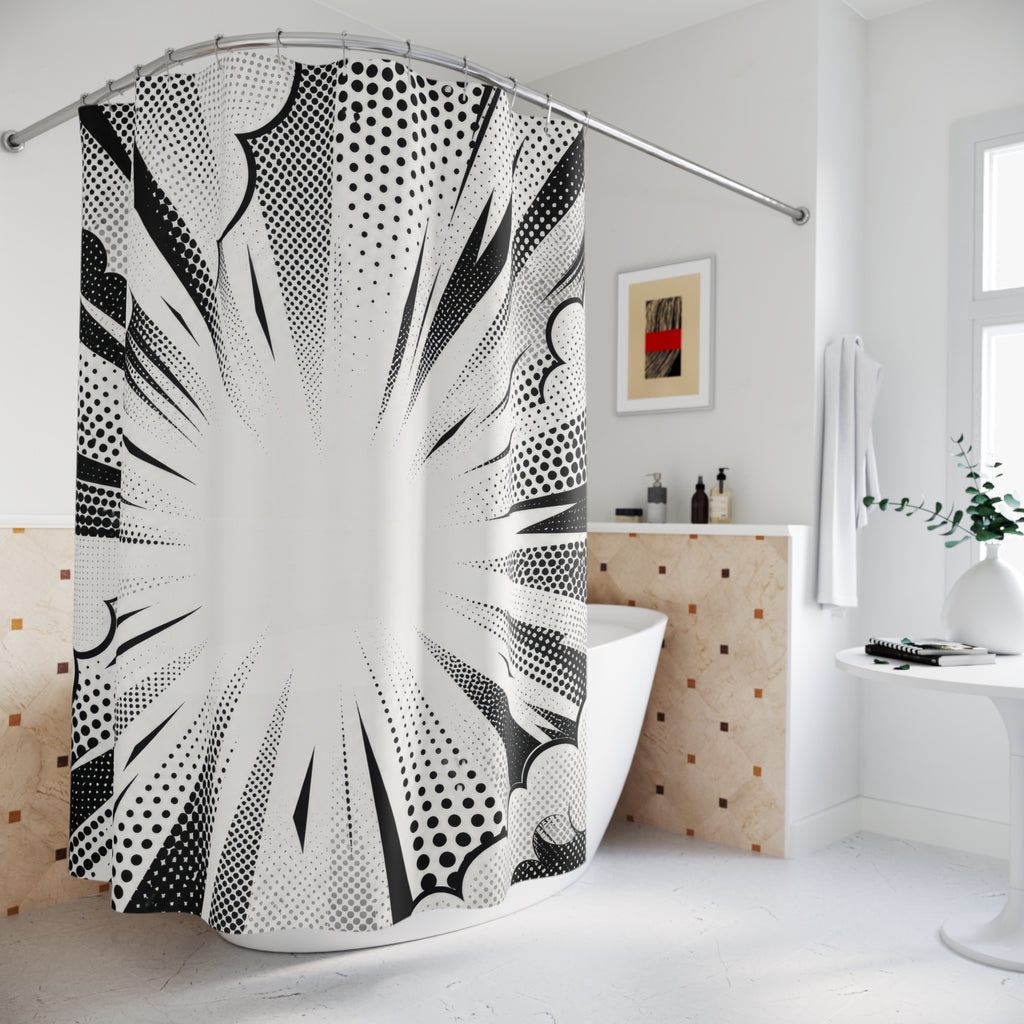 Black White Halftone Shower Curtain