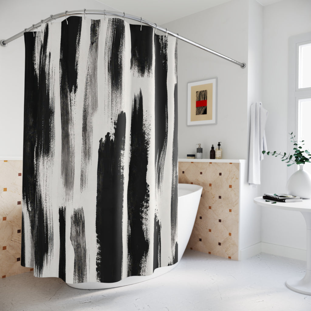Black White Striped Shower Curtain