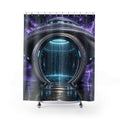 Unique Portal Shower Curtain, Futuristic Sci Fi Water Chamber Art, Purple Blue Lightning Decor, Weird Bathroom Accent, Gamer Guest Bath