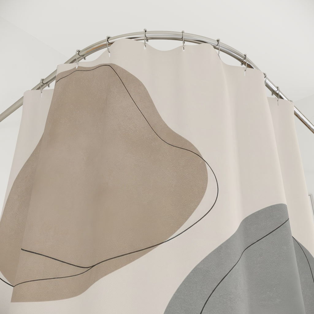 Terracotta Gray Pebble Shape Shower Curtain