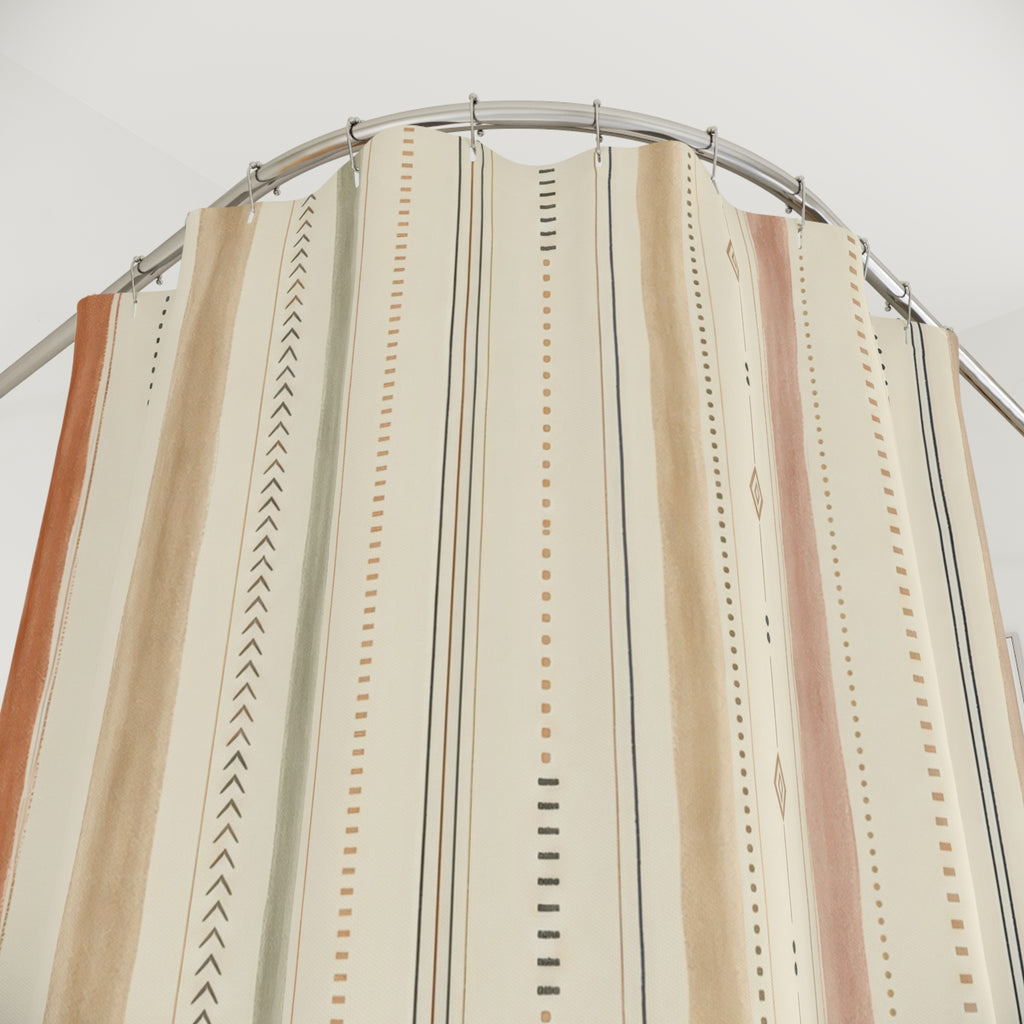 Cream Tan Sparse Diamond Pinstripe Shower Curtain