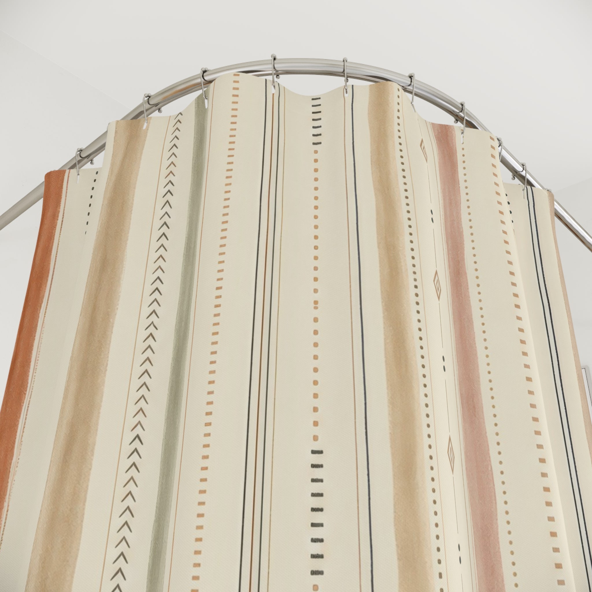 Cream Tan Sparse Diamond Pinstripe Shower Curtain