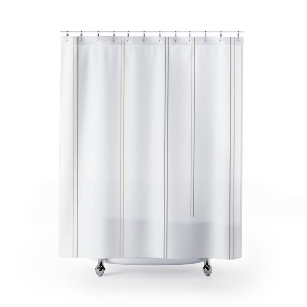 Sparse Gray Beige Vertical Line Shower Curtain