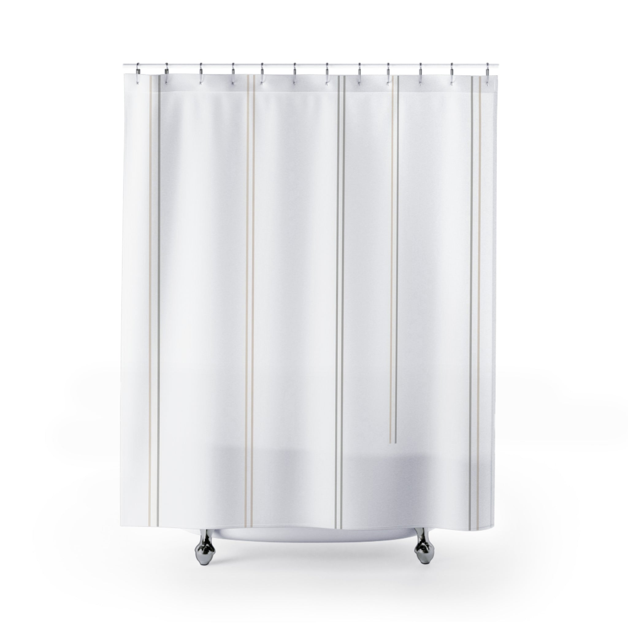 Sparse Gray Beige Vertical Line Shower Curtain