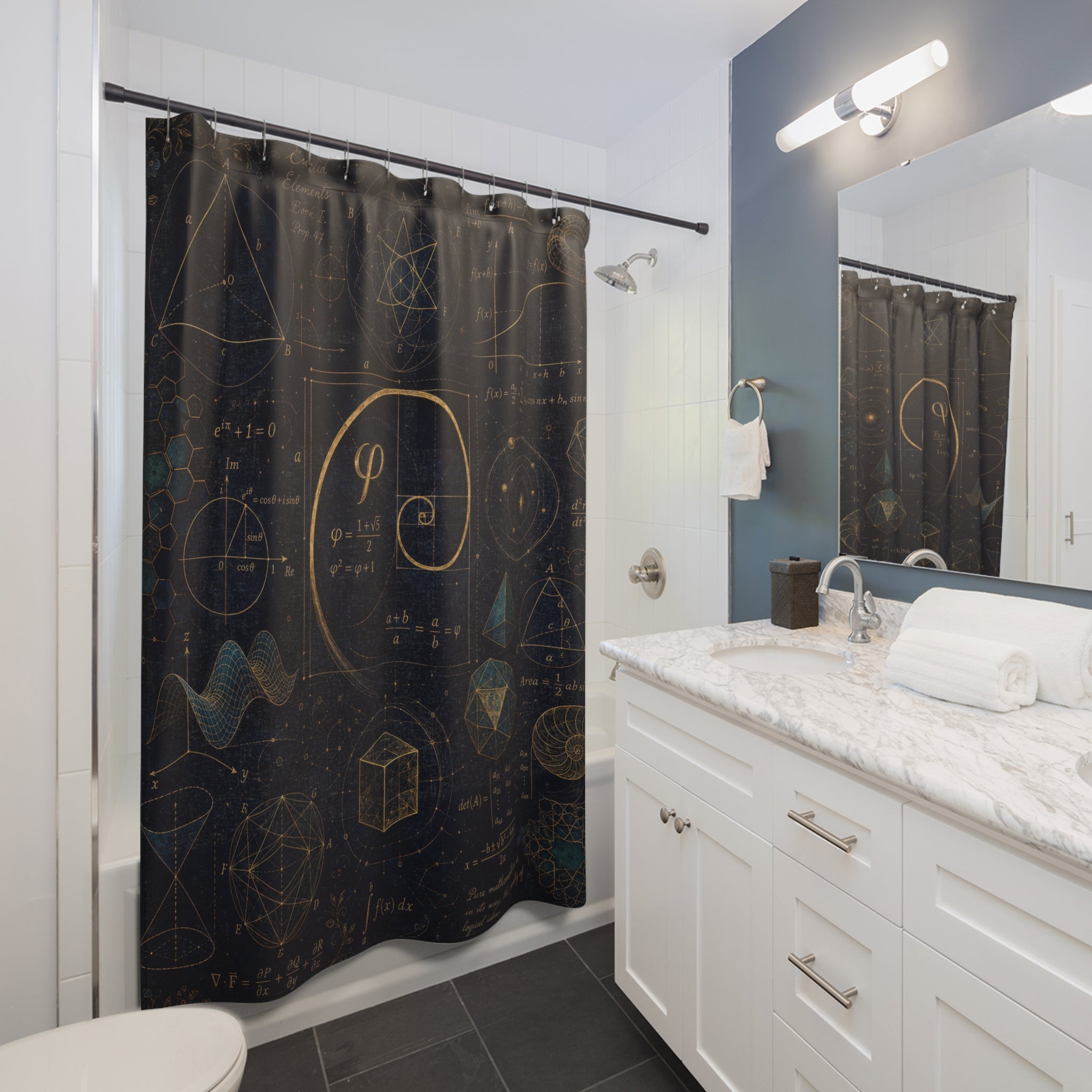 Math Shower Curtain: Golden Ratio Geometry
