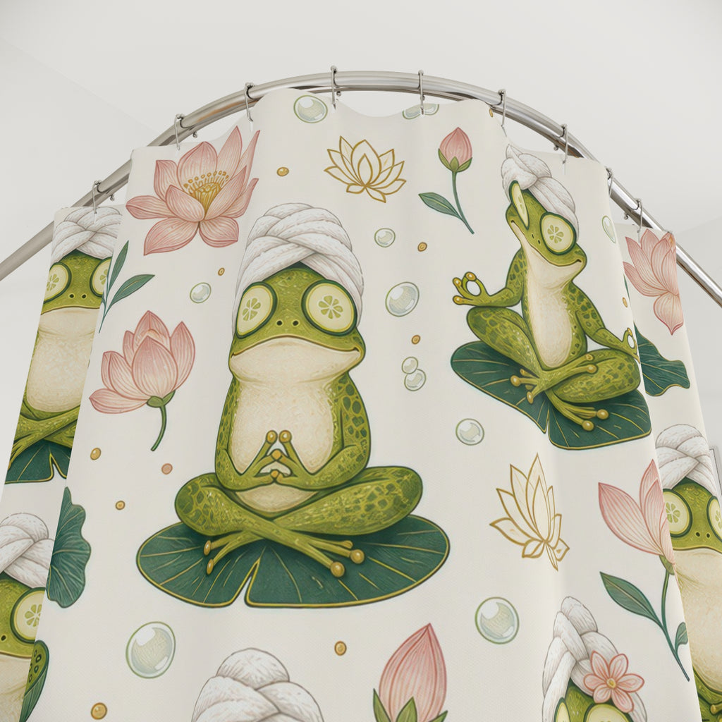 Frog Lily Pad Lotus Shower Curtain