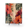 Coral Tropical Hibiscus Shower Curtain