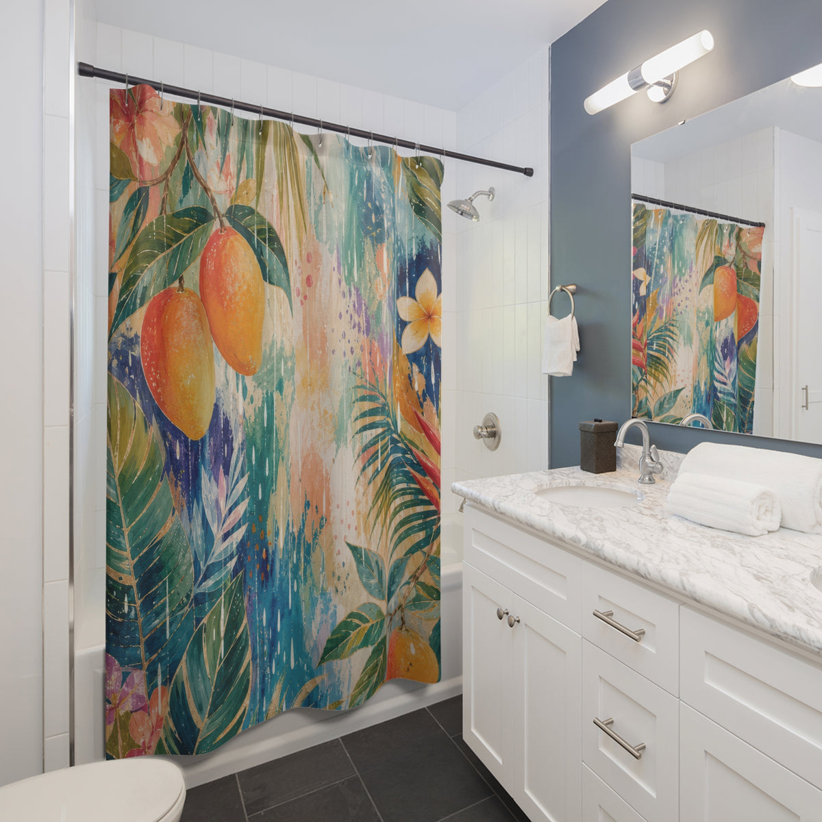 Mango Palm Monsoon Shower Curtain