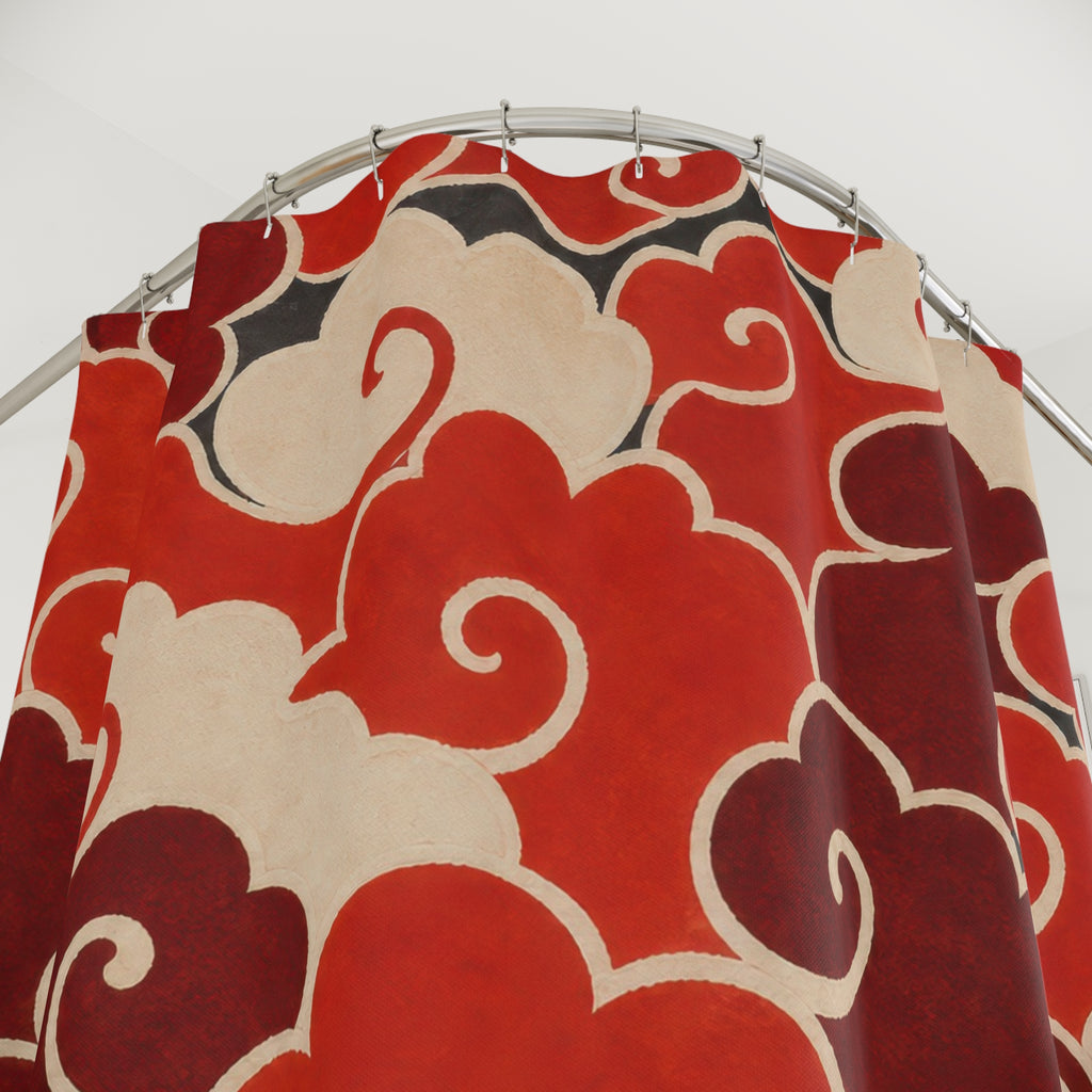 Cloud Wave Red Shower Curtain