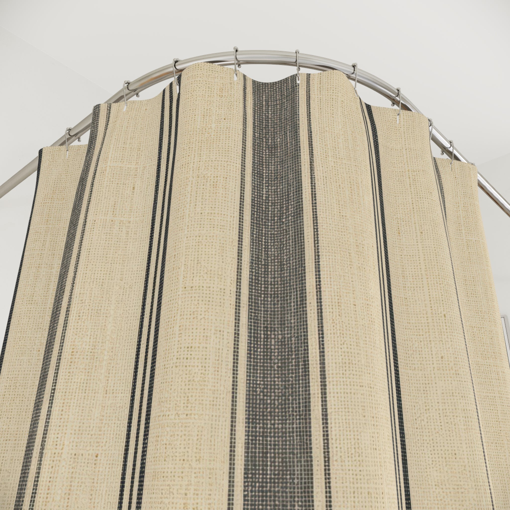 Oatmeal Black Stripe Shower Curtain