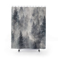 Gray Pine Tree Landscape Shower Curtain