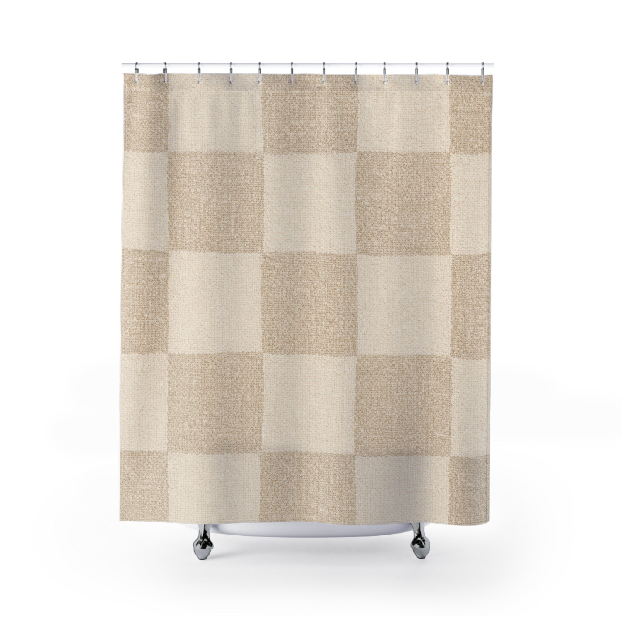 Soft Checkerboard Shower Curtain