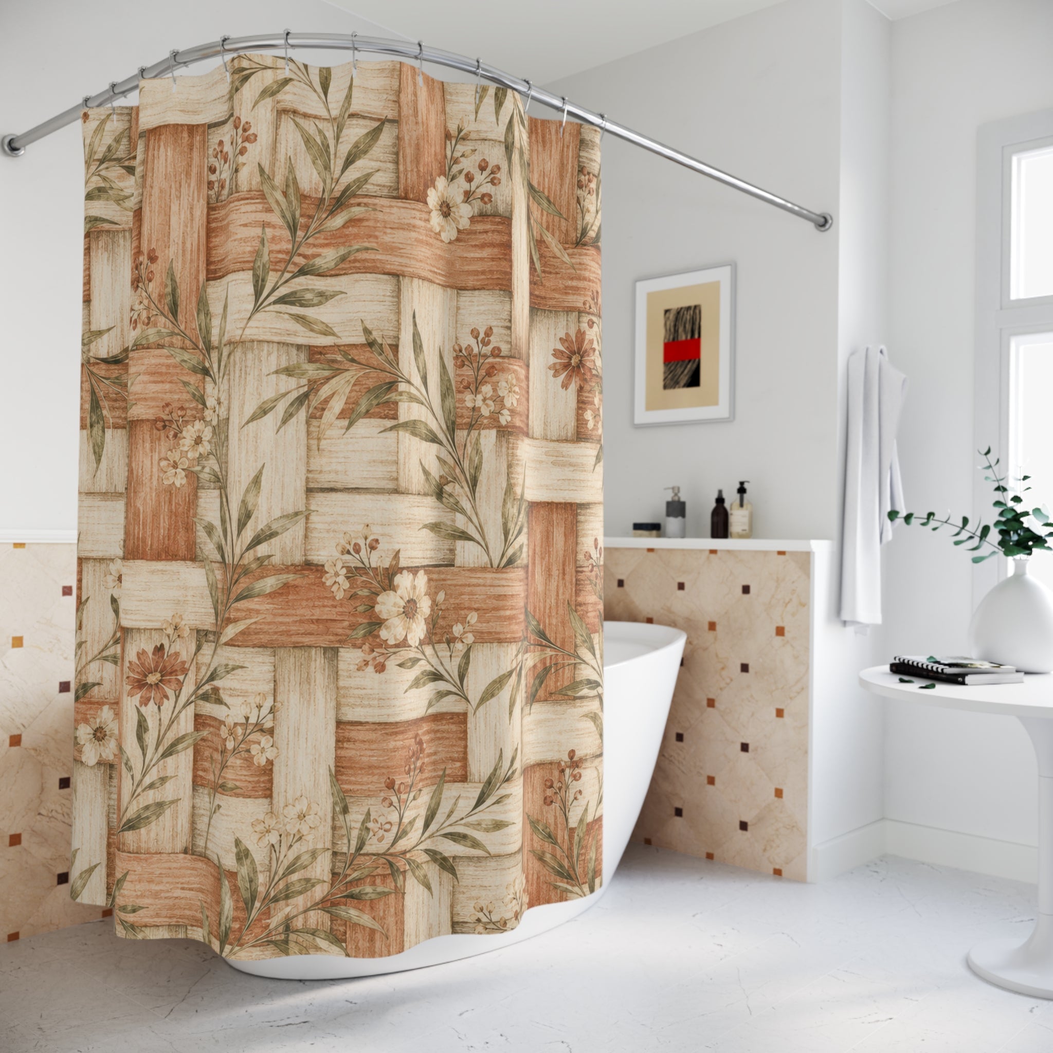 Rustic Willow Basket Shower Curtain