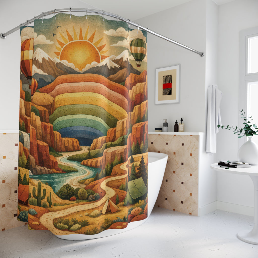 Rainbow Mountain Shower Curtain – Earth Tone Adventure