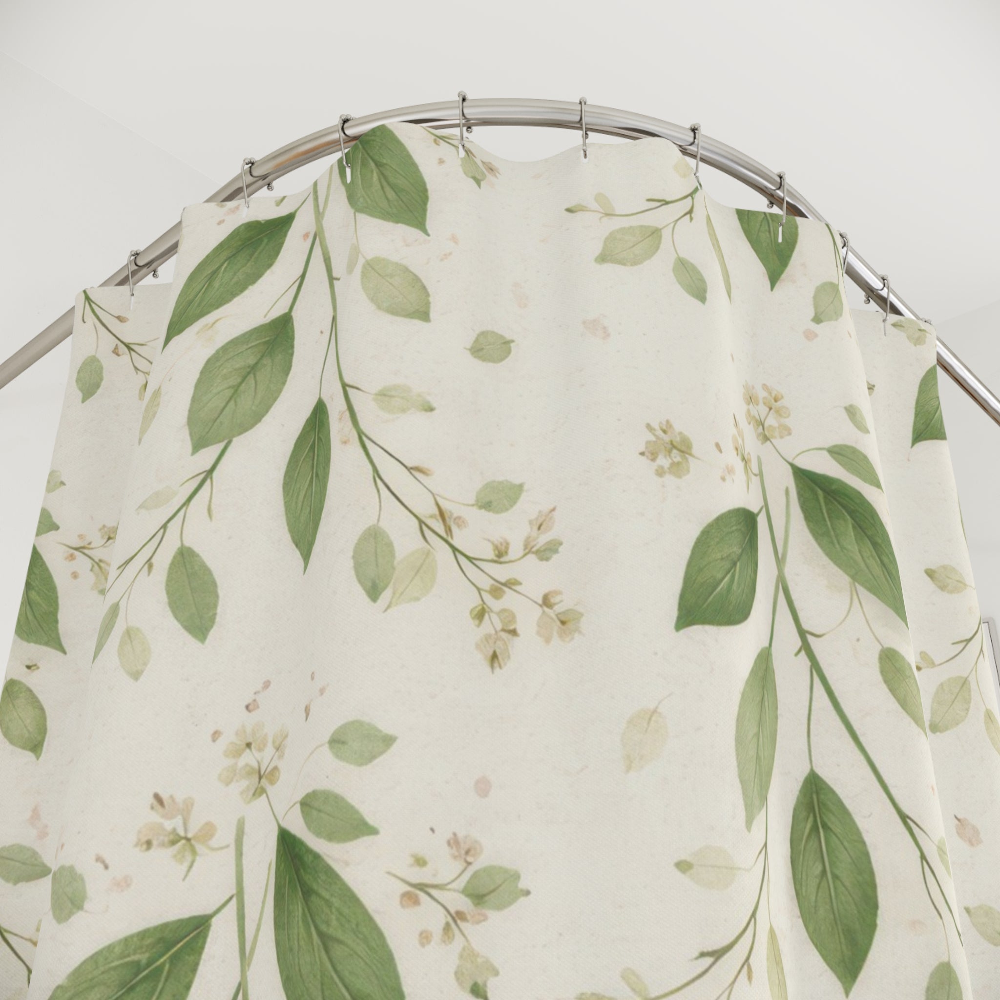 Sage Green Floral Vine Shower Curtain – Cottagecore