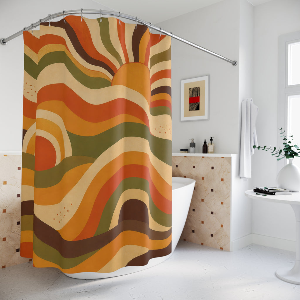 Groovy Sun Wave Shower Curtain