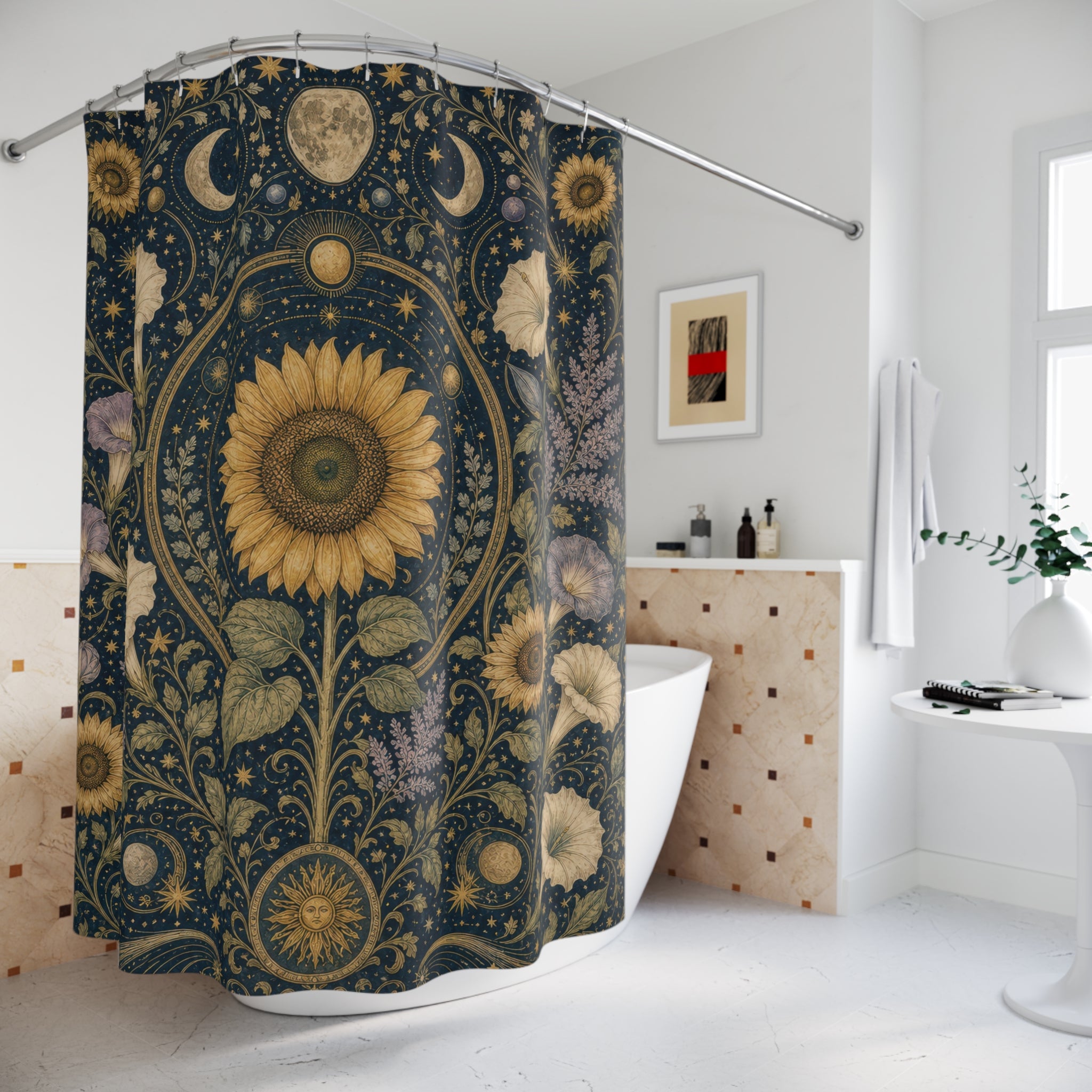 Celestial Sunflower Shower Curtain