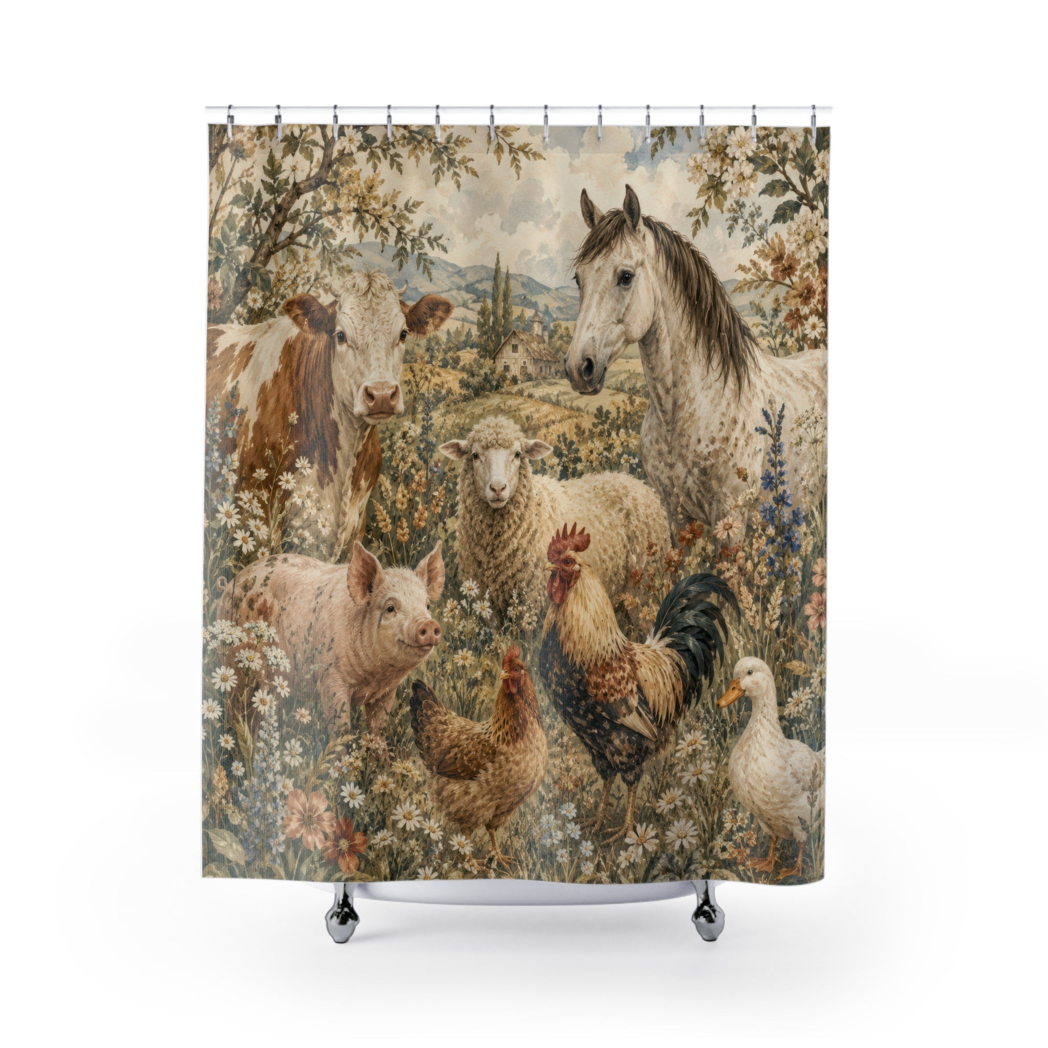 Farmhouse Farm Animal Shower Curtain