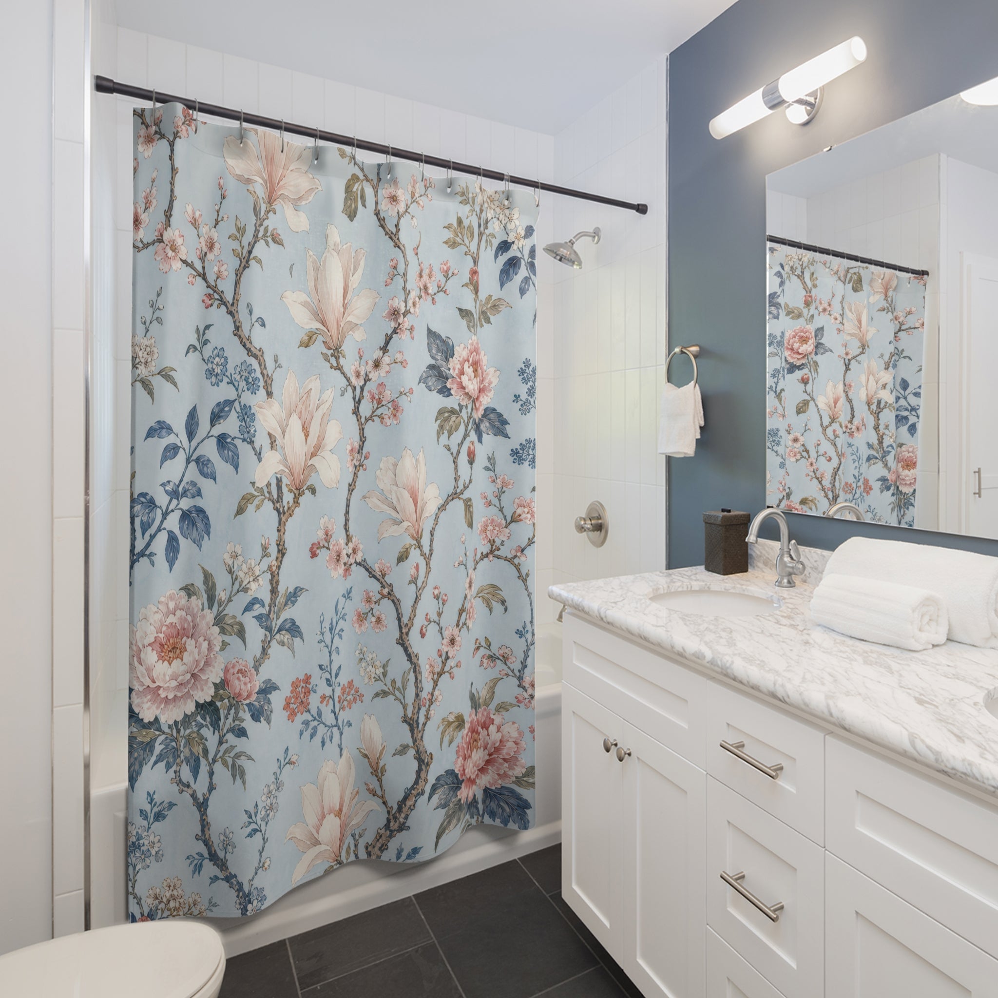 Magnolia Branch Floral Shower Curtain