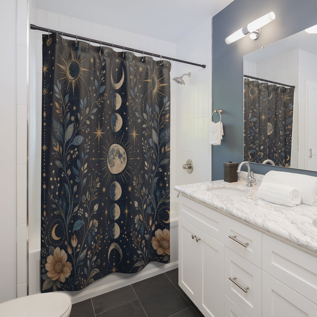 Indigo Celestial Shower Curtain