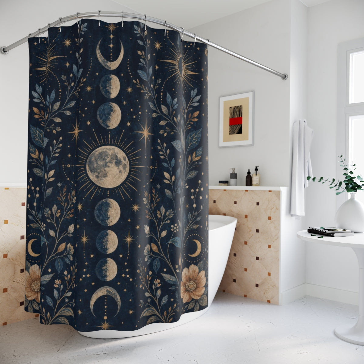 Indigo Celestial Shower Curtain