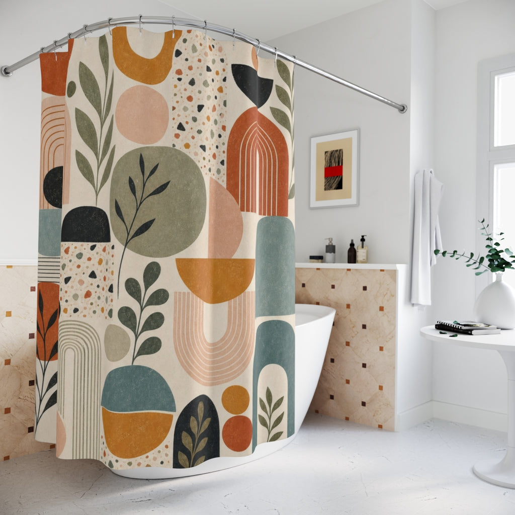 Modern Geometric Boho Shower Curtain