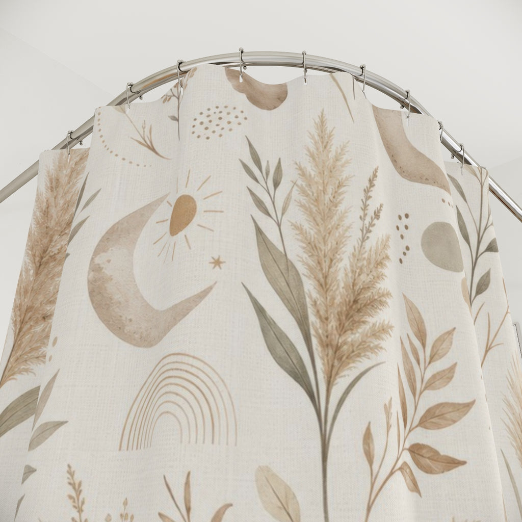 Neutral Beige Moon Shower Curtain